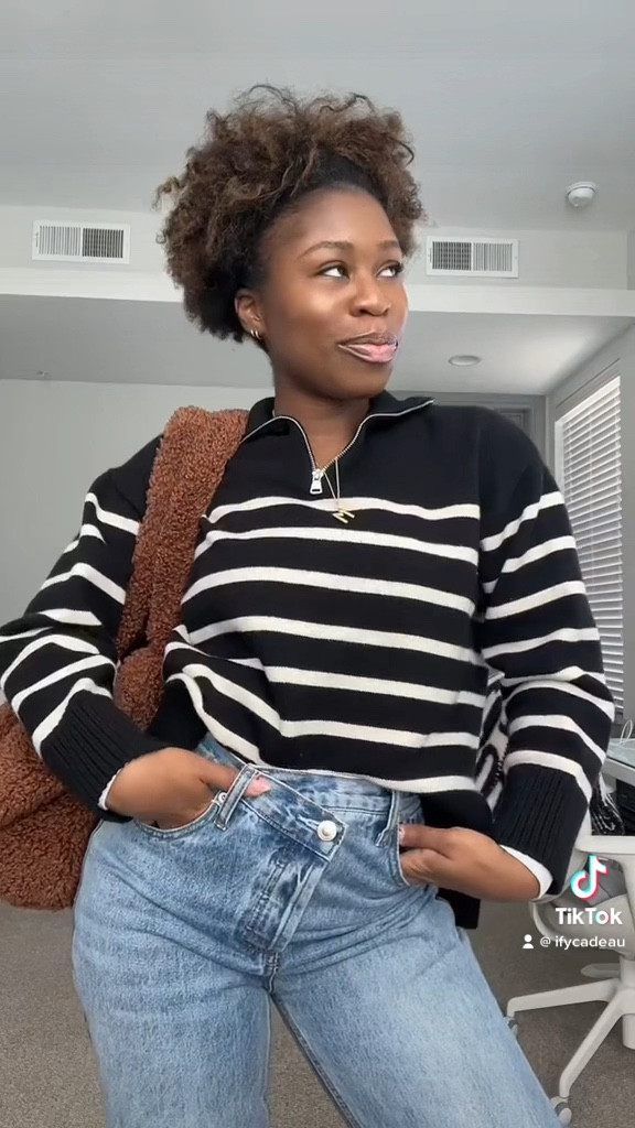Original sweater is from Zara 🤍 called zip striped sweater 

#LTKFind #LTKfit #LTKstyletip