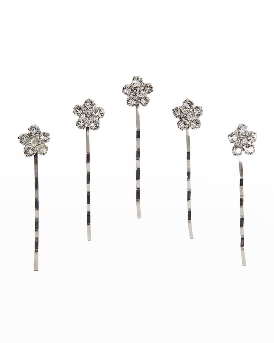Jennifer Behr Violet Swarovski Crystal Floral Bobby Pins, Set of 5 | Neiman Marcus