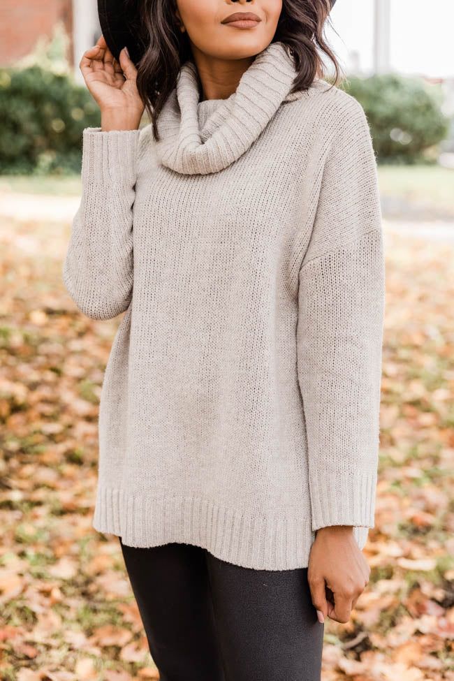 Give And Take Turtleneck Taupe Sweater | The Pink Lily Boutique