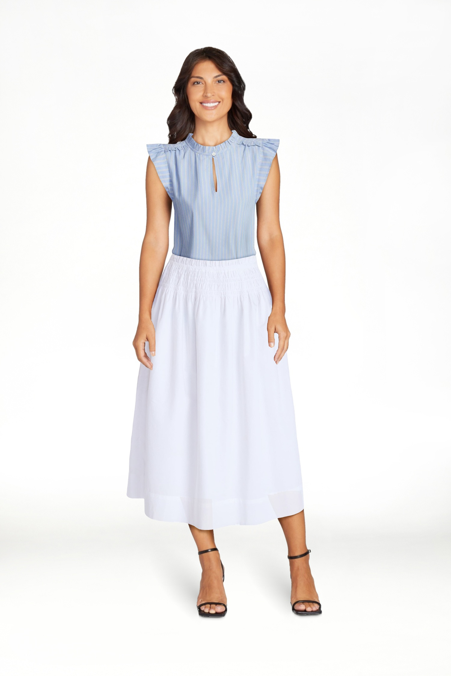 Time and Tru Women's Smocked Waist Cotton Midi Skirt, Sizes XS-XXXL | Walmart (US)