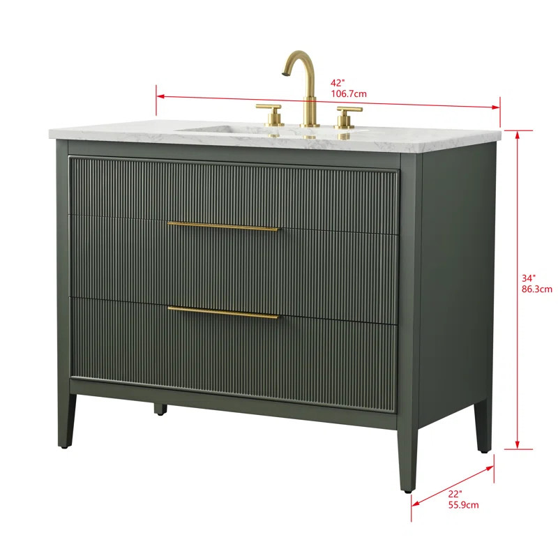 Bilroy 42'' Single Bathroom Vanity with Engineered Stone Top | Wayfair North America