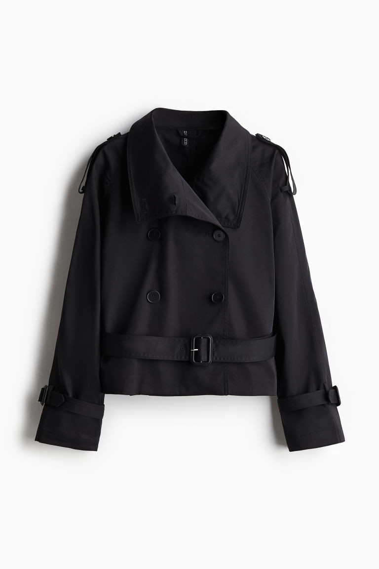 H & M - Short Twill Trench Coat - Black | H&M (US + CA)