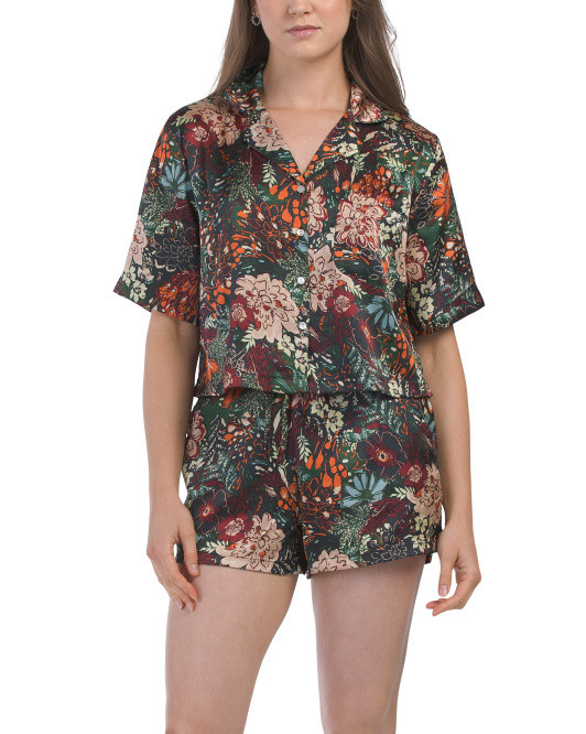 2pc Primerie Floral Notch Collar Shorty Set | Marshalls