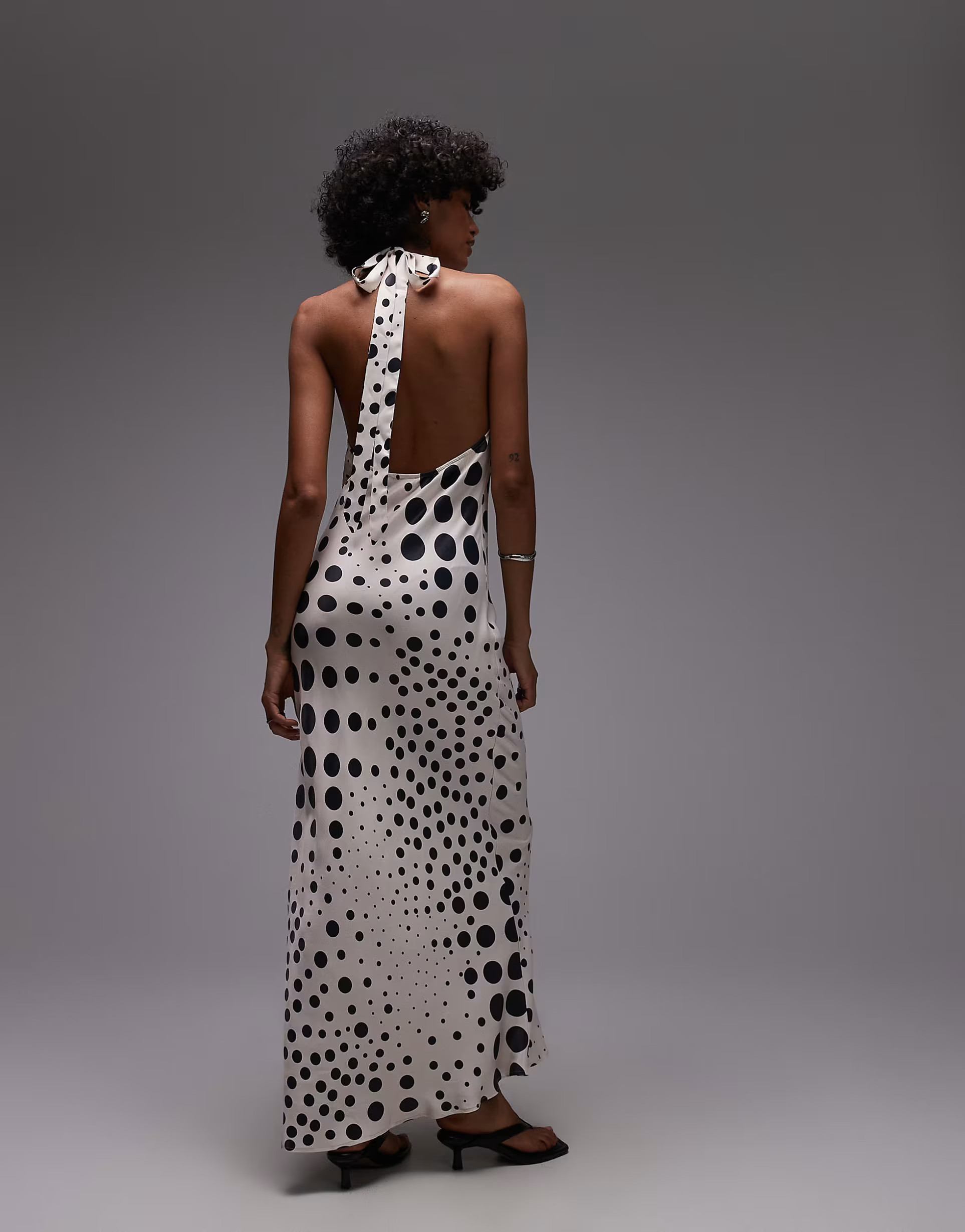 Topshop halter neck maxi dress in scatter ecru polka dots | ASOS (Global)
