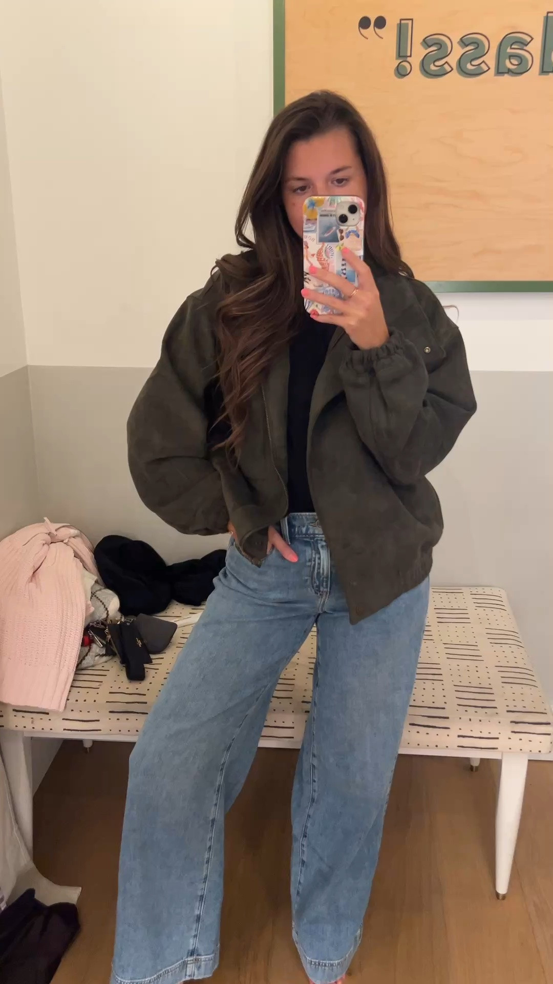 // the new green suede bomber jacket from aerie is my favvvv - wearing a small in the jacket and a small in the denim // alsooooo these jeans are so comfy and fit so cute //

#LTKootd #LTKSeasonal