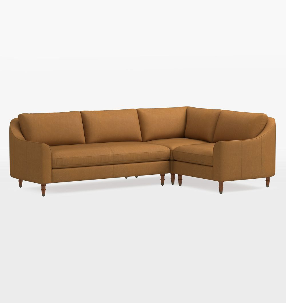 Luisa Leather 3-Piece L-Shape Sectional, Left Arm Sectional - Bench Cushion - Ellis Leather Sahara | Rejuvenation