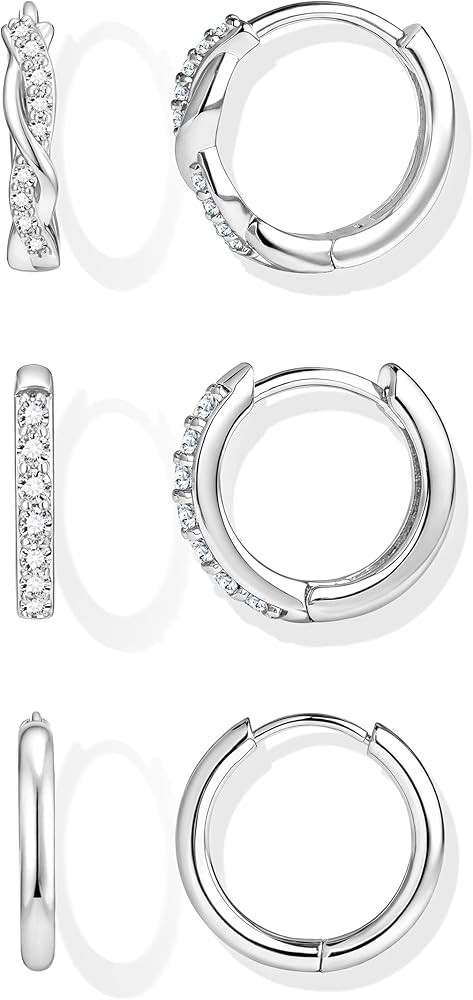Inerney Gold Huggie Hoop Earrings Set for Women, Dainty Small Sterling Silver Earring Stacks Hypo... | Amazon (US)