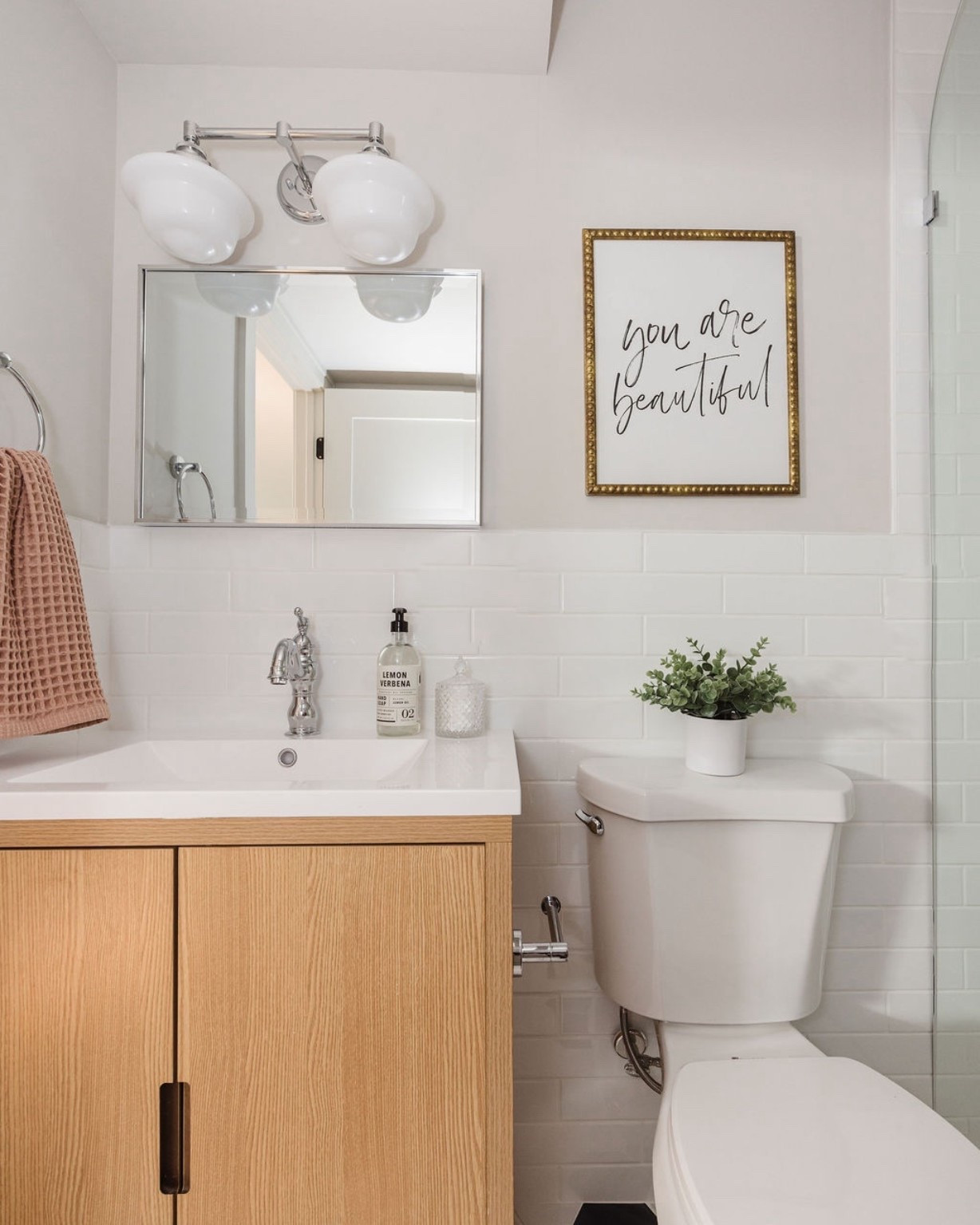 Shop the basement bathroom at the Wellesley Tudor Revival 🌙