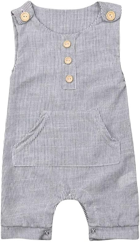 Infant Sleeveless Romper Newborn Baby Boy Girl Doll Collar Striped Bodysuit Clothes Button Jumpsu... | Amazon (US)