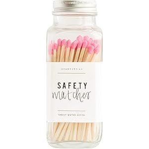 Sweet Water Decor Bright Pink Safety Matches - Glass Jar | Approx. 60 Matches | Wooden Matches | Hom | Amazon (US)