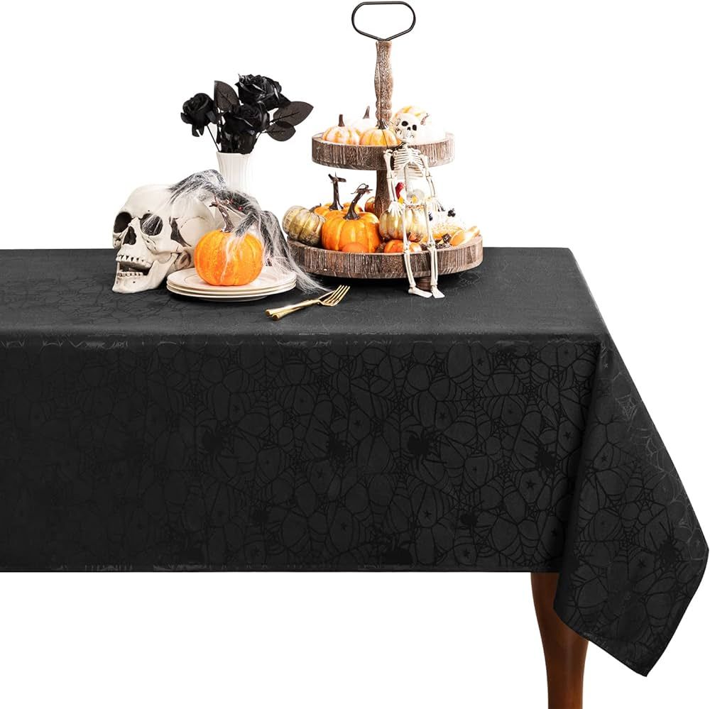 joybest Halloween Tablecloth Black Spider Web Table Cloth Spillproof Fabric Table Cover for Dinin... | Amazon (US)
