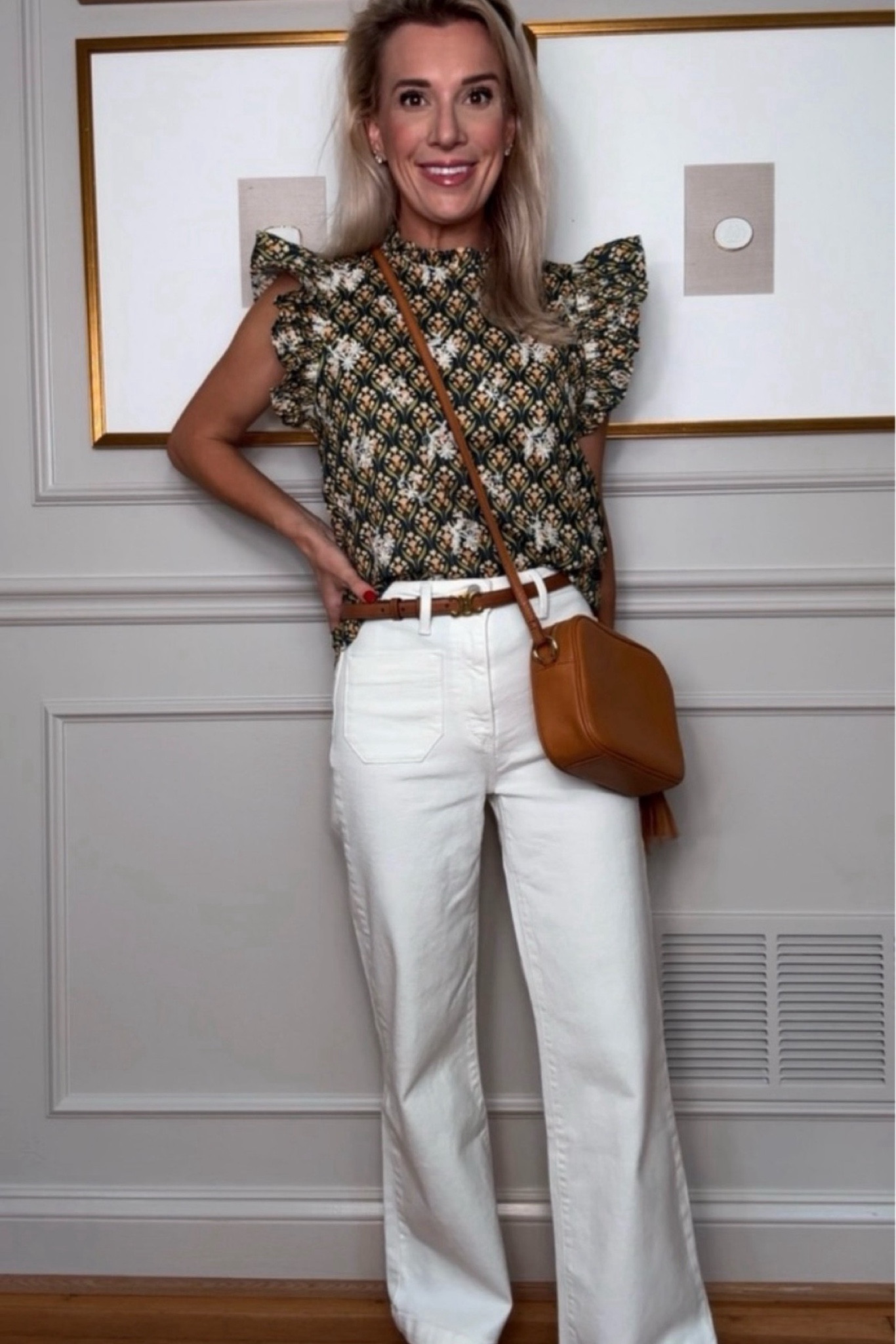 Women’s fashion, Meredith Hudkins, transitional fashion, fall fashion, chic, timeless, preppy, accessories, Avara, Mark and Graham, white jeans, women’s blouse, black, print, ruffle sleeves, affordable, trending, mules, J. crew, Crossbody, bag, leather bag, leather belt

#LTKFindsUnder100 #LTKStyleTip #LTKSaleAlert