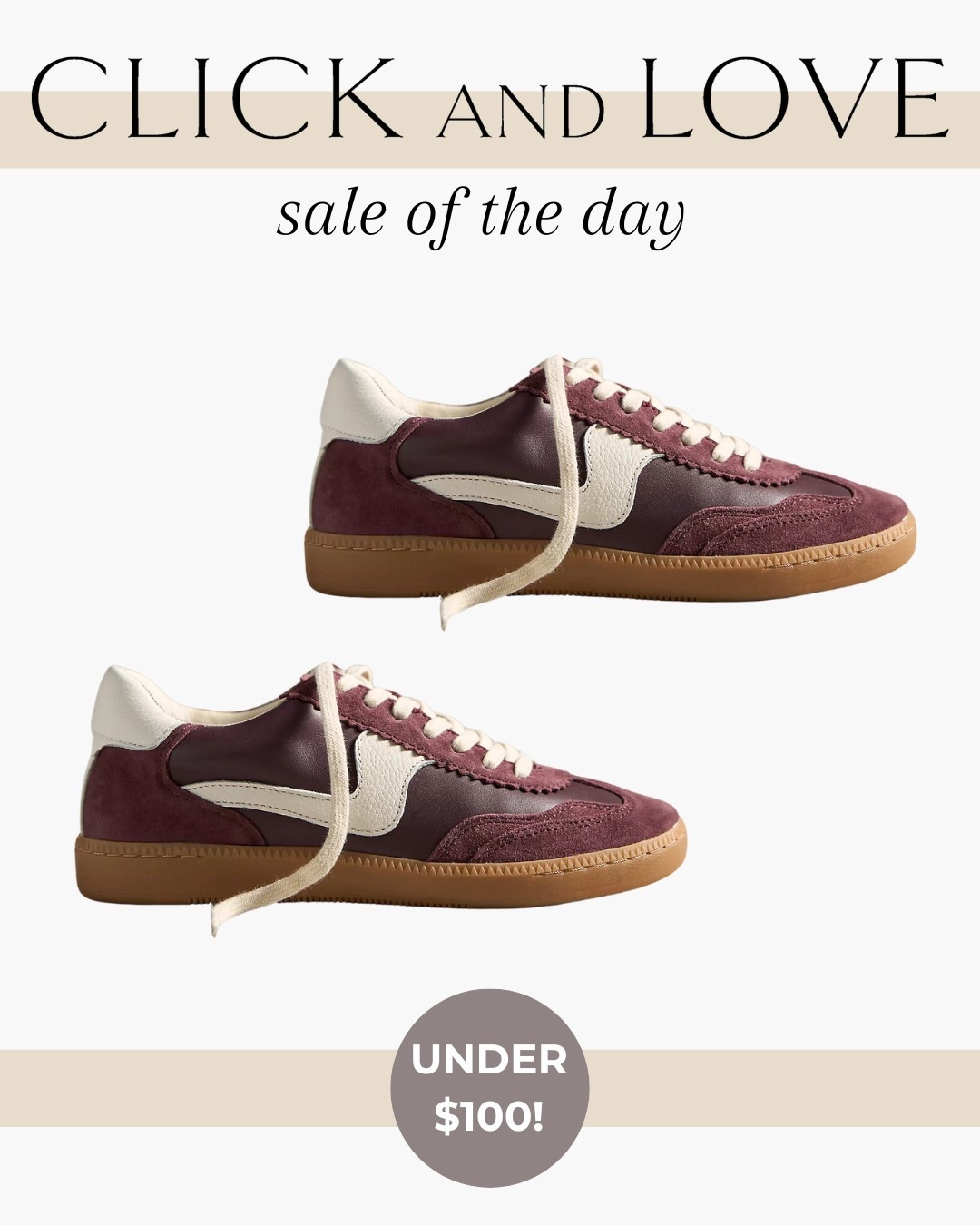 Sale of the day! These sneakers from Anthropologie are a great style to have ahead of the spring season! These would transition well into the summer and fall as well. 

women’s shoes, running shoes, tennis shoes, neutral sneakers, sneaker, white sneakers, burgundy shoe, red sneakers, spring shoes, summer flats, spring fashion, outfit inspiration, affordable fashion, budget friendly shoes, summer shoe options, closet staple, curated wardrobe, capsule wardrobe, closet finds, Anthropologie finds, sale section, travel style

#LTKFindsUnder100 #LTKSaleAlert #LTKShoeCrush