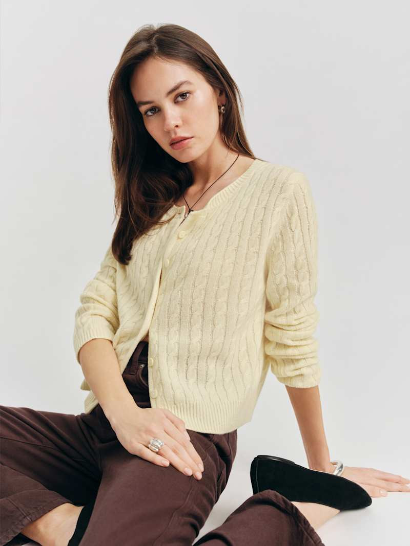 Clara Cashmere Crew Cardigan | Reformation (Global)