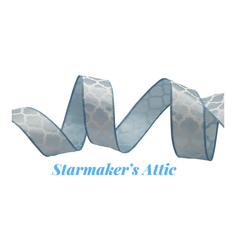 Beautiful 1.5 Inch Quatrefoil Ribbon Baby Blue and White With a Wired Edge - 5 Yards Perfect for ... | Etsy (US)