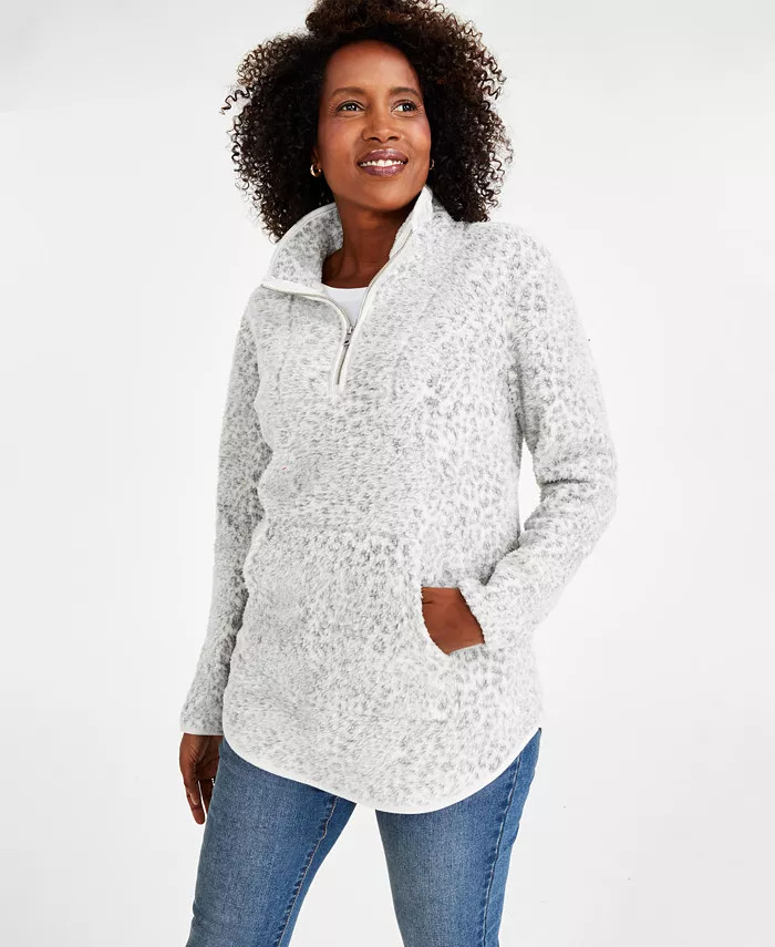 Style & Co Women's Quarter-Zip Sherpa Fleece Pullover, Created for Macy's - Macy's | Macy's