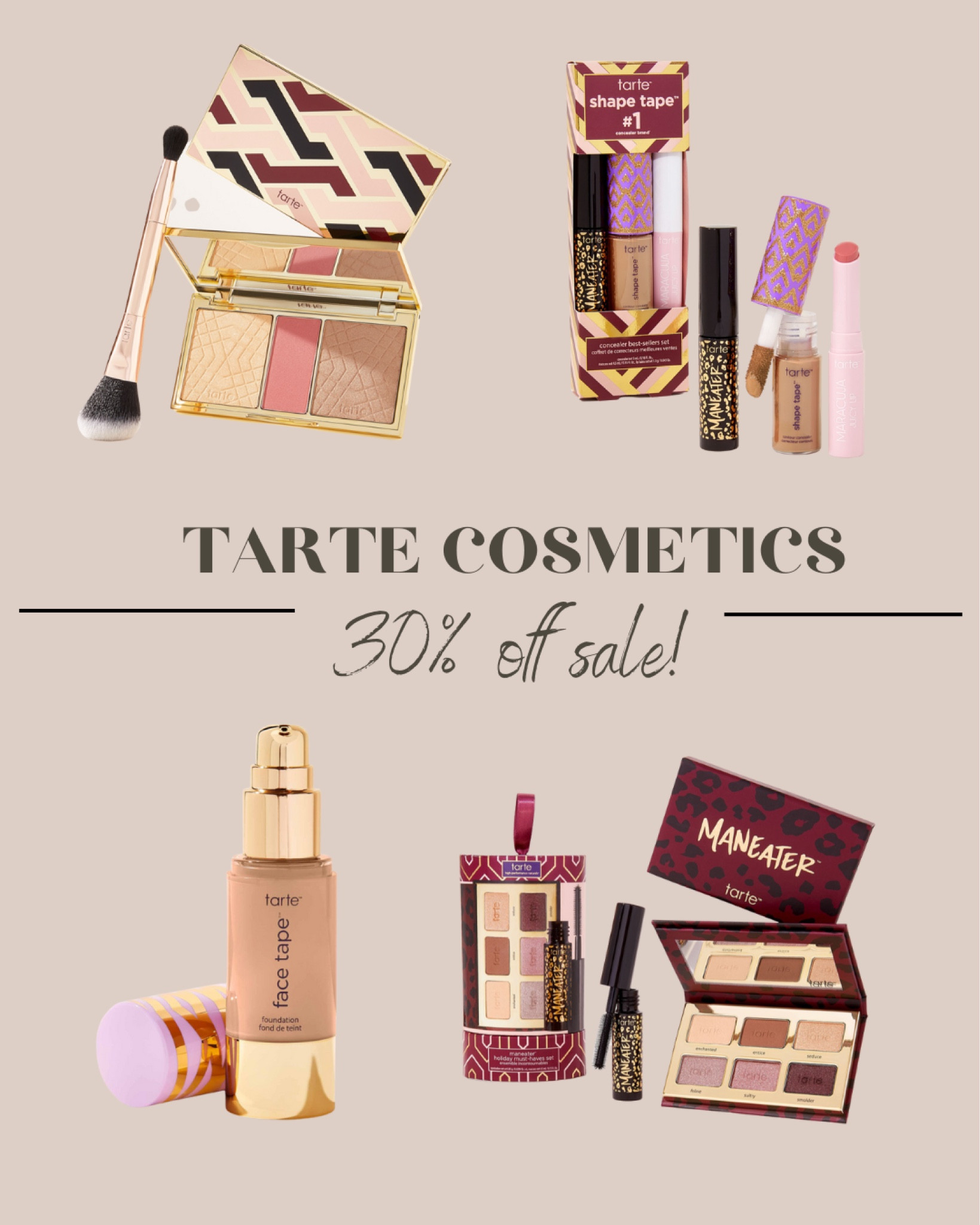Tarte sitewide 30% off with code CYBERSZN - shape tape and holiday bundles, stocking stuffers, makeup on sale

#LTKHoliday #LTKGiftGuide #LTKsalealert