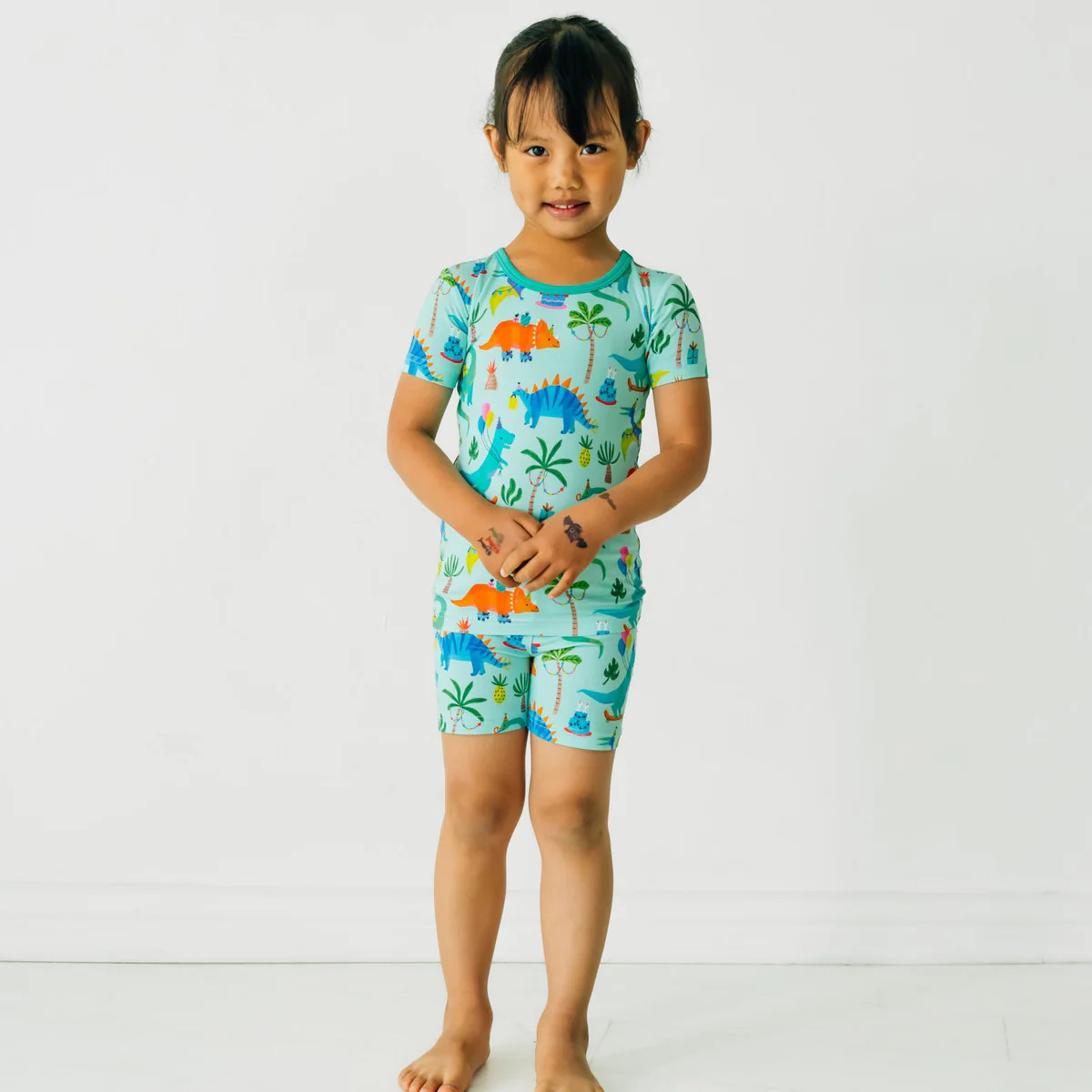 Prehistoric Party Two-Piece Short Sleeve & Shorts Pajama Set | Little Sleepies