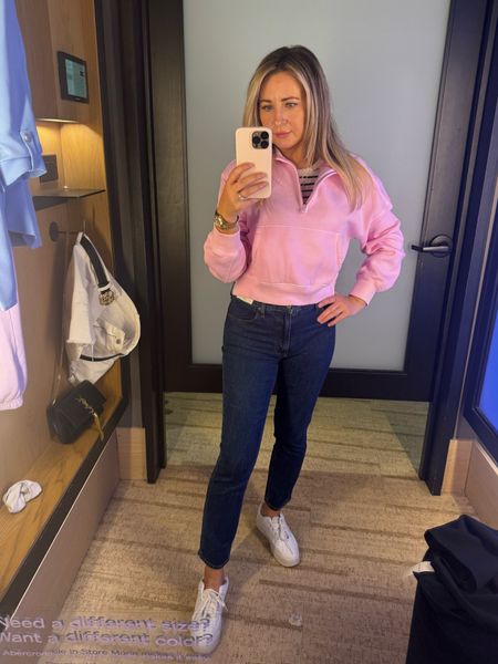 Extra 50% off sale at Abercrombie 

Found this beautiful sweatshirt. Beautiful pink color. Soft!!! Got size small
Jeans are high rise skinny. Got the darker wash. I think it’s classy and will go with anything. Nice and stretchy! Got size 27r
I’m 5’6

#abercrombie 

#LTKsalealert #LTKfindsunder50 #LTKstyletip