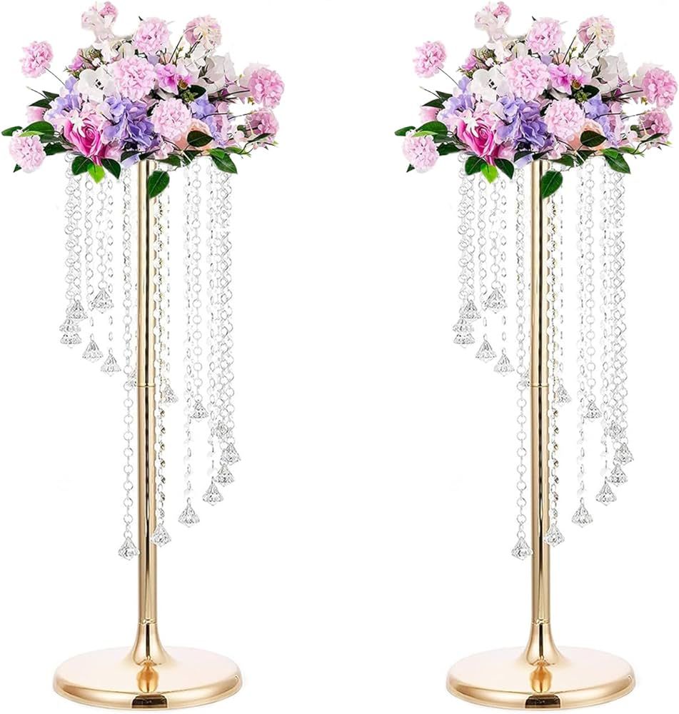 LANLONG 27.6inch Flower Stand for Wedding, 2Pcs Gold Tall Flower Vases Wedding Centerpieces with ... | Amazon (US)