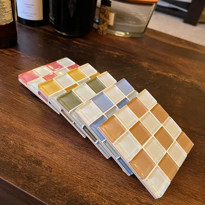 Glass Tile Coaster Handmade Drink Coaster Square Coaster Housewarming Gift Gift for Her Birthday ... | Etsy (US)