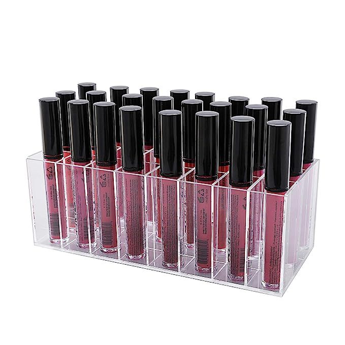 lureme Lip Gloss Holder Organizer, Lipgloss Display Case Box, 24 Spaces Clear Acrylic Makeup Orga... | Amazon (US)