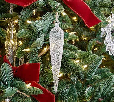Glass Textured Icicle Ornaments - Set of 6 | Pottery Barn (US)