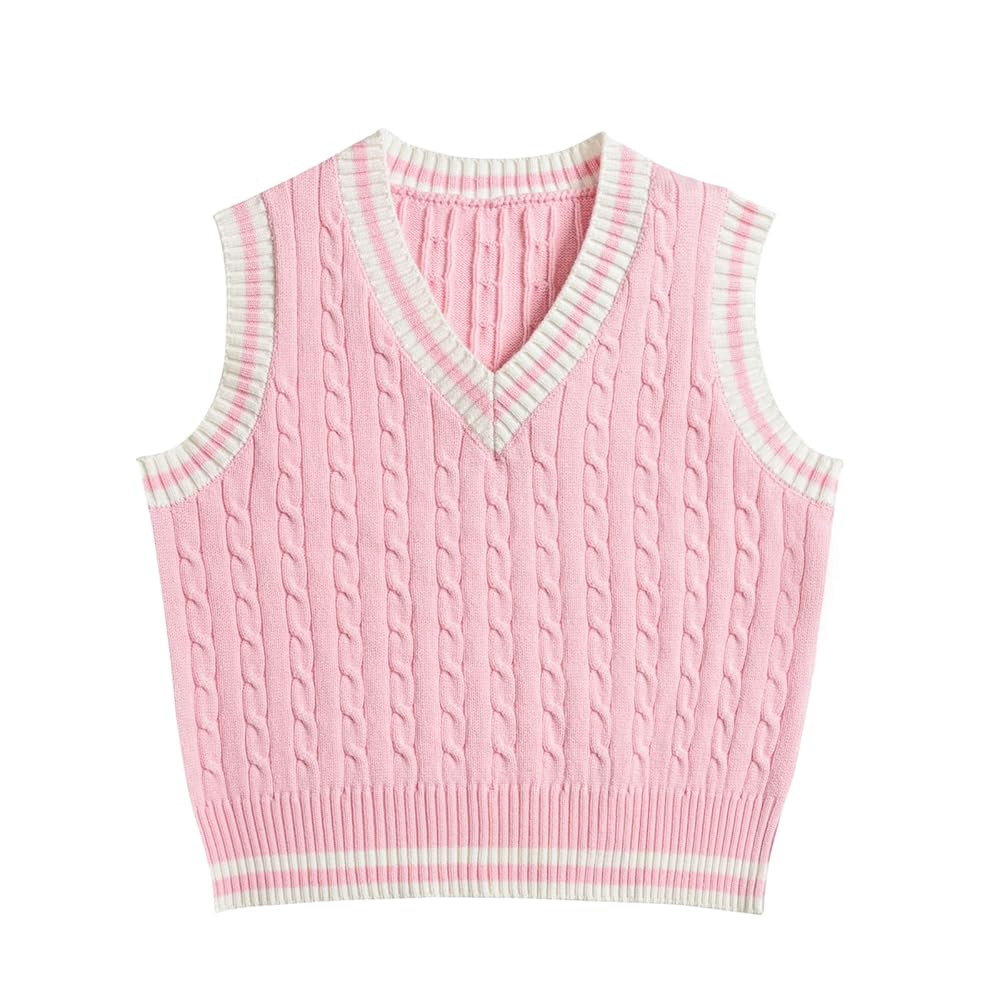Hyipels Women's Sweater Vest,Y2K Sleeveless Pattern Preppy Style Knitted Crop Tank Top for Girl | Amazon (US)