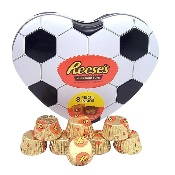 Reese's Soccer Heart Tin, Mini Chocolate Peanut Butter Cups Inside, Valentine's Candy Gift, 2.4 O... | Walmart (US)
