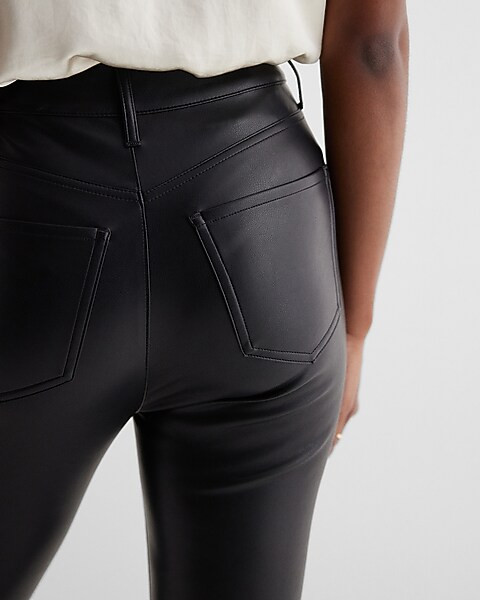 Super High Waisted Faux Leather '90s Slim Pant | Express