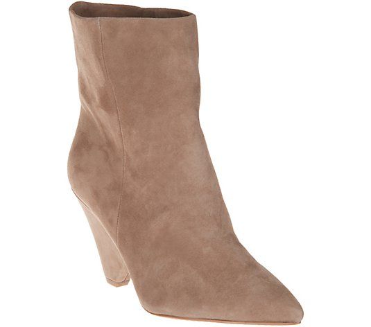 Vince Camuto Suede Cone Heeled Ankle Boots - Regina | QVC