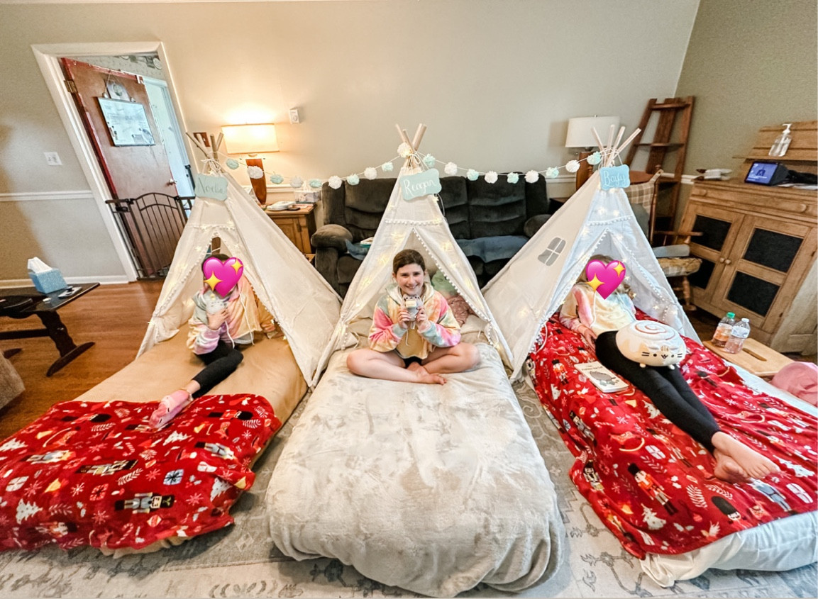 My daughter turned 12 today and we are having her besties for a sleepover. I’m so impressed with these teepees! The poles are sturdy wood with plastic connectors. The teepee itself is a canvas type fabric with a darling pompom detail around the doorways. It even came with star string lights! 

#party #birthdayparty #sleepover #tween

#LTKkids #LTKfamily #LTKFind