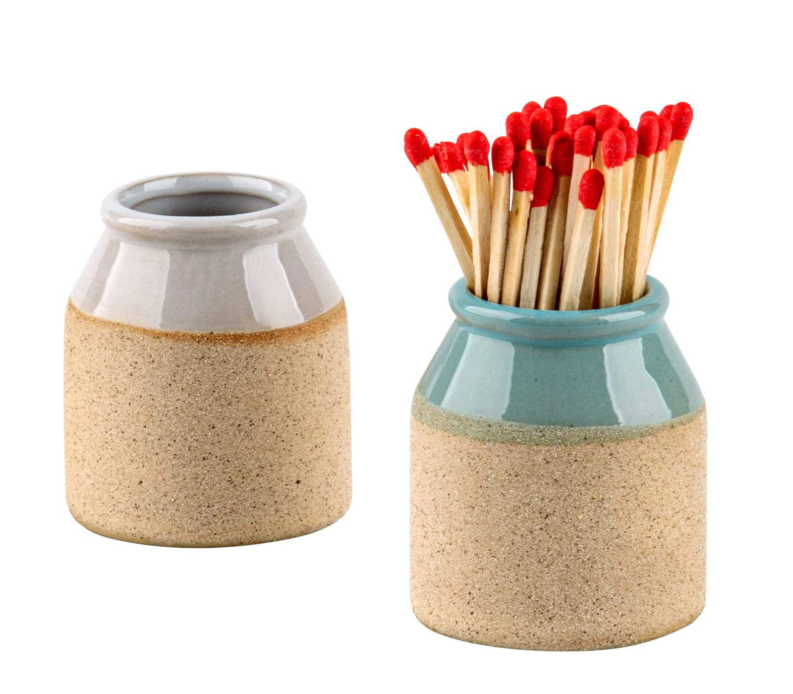 Match Cloche Decorative Matches Jar with Match Striker Set of 2 Mini Pottery Match Holder with St... | Amazon (US)