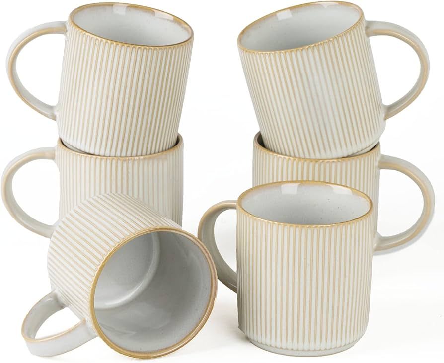 famiware Coffee Mug Set for 6, 12 oz Catering Mugs with Handle for Coffee, Tea, Cocoa, Milk, Capp... | Amazon (US)