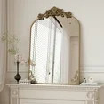 BEAUTYPEAK 38"x24" Vanity Wall Mirror Decorative Vintage Arch Bathroom Mirror,Bronze - Walmart.co... | Walmart (US)