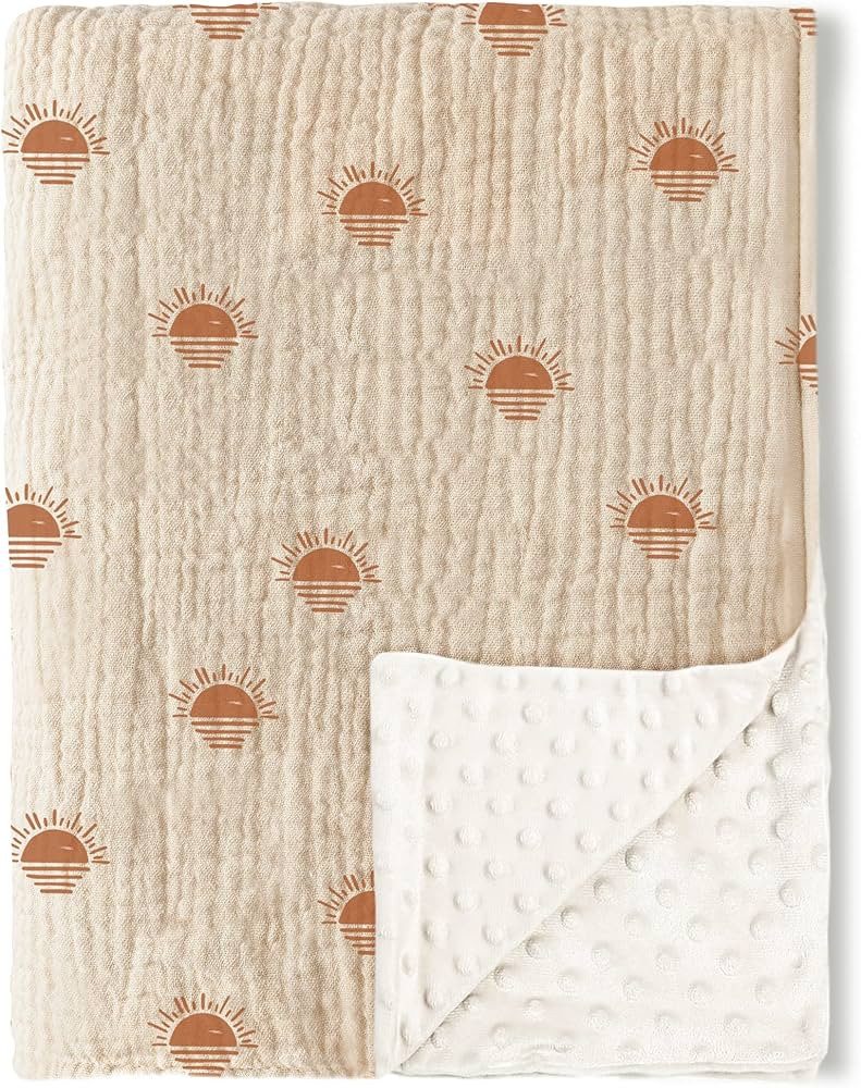 Konssy Baby Blankets for Unisex Boys Girls, Super Soft Nursery Minky Blankets with Muslin Cotton ... | Amazon (US)