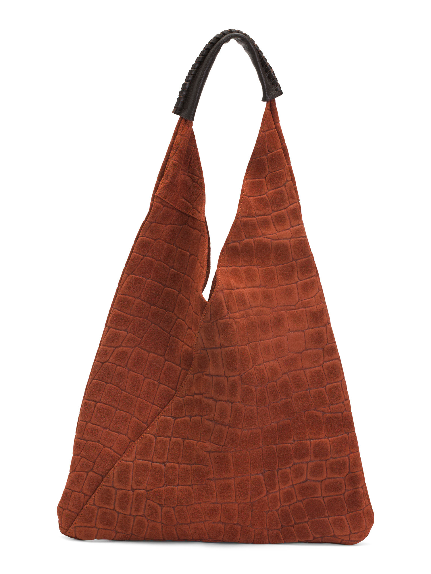 Made In Italy Suede Crocodile Slouchy Hobo Bag | TJ Maxx