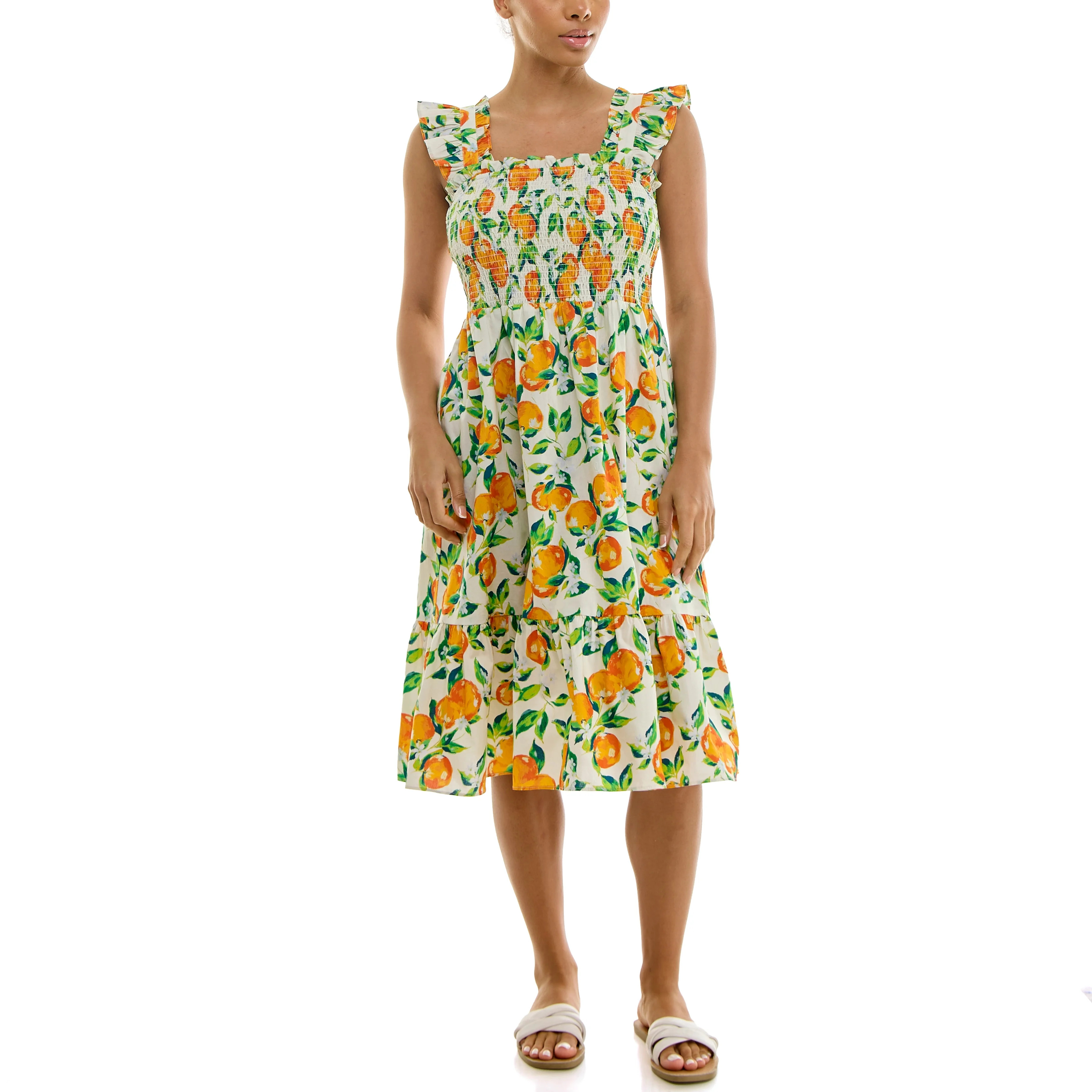 Nanette Lepore Women's Smocked Flutter Sleeve Midi Dress, Sizes XS-XXXL - Walmart.com | Walmart (US)