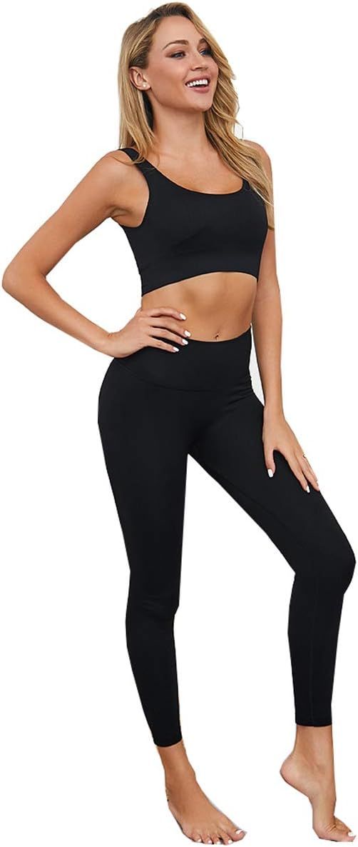 Women Activewear Set 2 Piece Sports Bra Seamless Leggings for Workout Yoga Gym | Amazon (US)