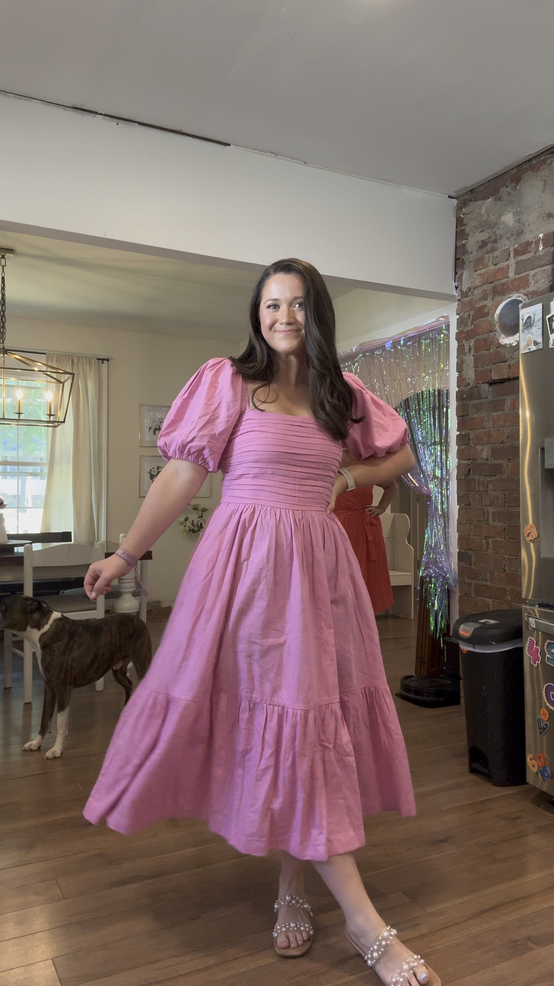 Pink dress. Midi dress. Summer dress. Summer outfit 