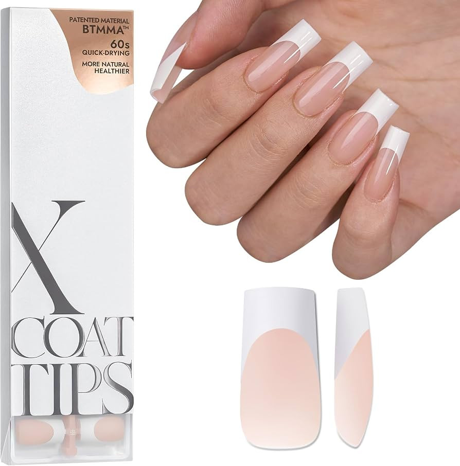 BTArtboxnails Soft Gel Nail Tips - 150pcs Long Square French Tip Press on Nails Nude Acrylic Nail... | Amazon (US)