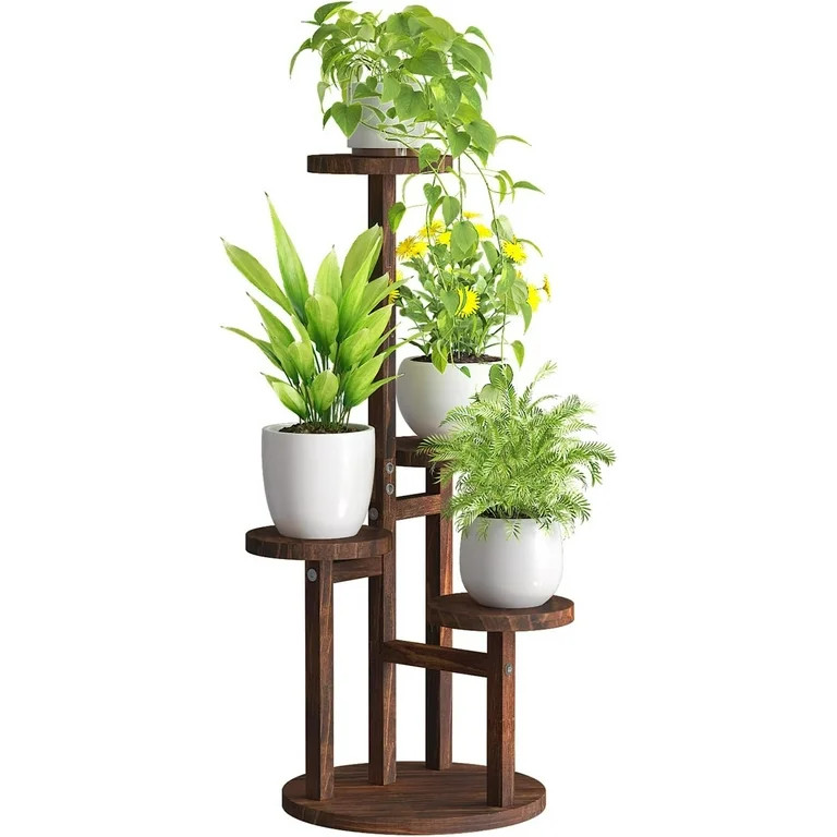 Bamworld 4 Tier Tall Plant Stand Indoor Corner Wood Plant Shelf for Multiple Potted Plants Tiered... | Walmart (US)