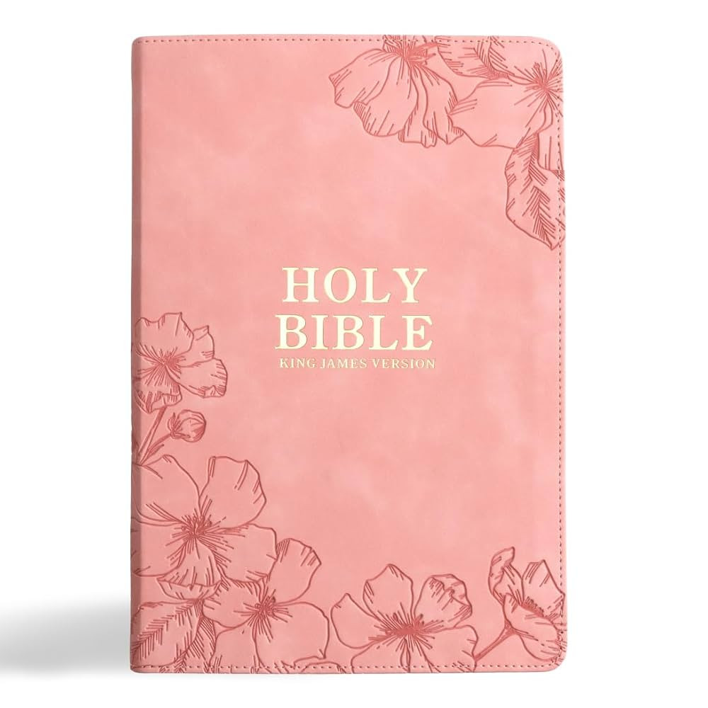 KJV Holy Bible, Giant Print with Cross-References, Soft Pink LeatherTouch with Floral Cover Desig... | Amazon (US)