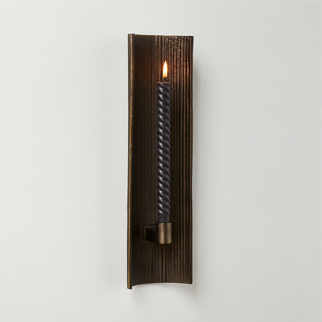 Ripple Bronze Modern Wall Sconce Taper Candle Holder + Reviews | CB2 | CB2