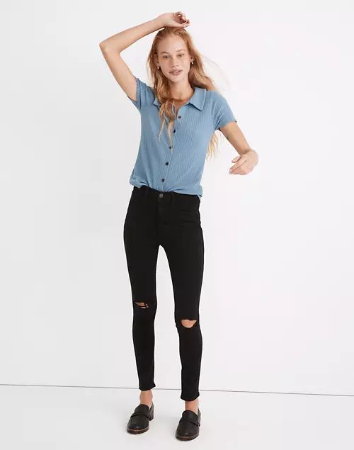 10" High-Rise Roadtripper Supersoft Jeans in Davie Wash: Knee-Rip Edition | Madewell