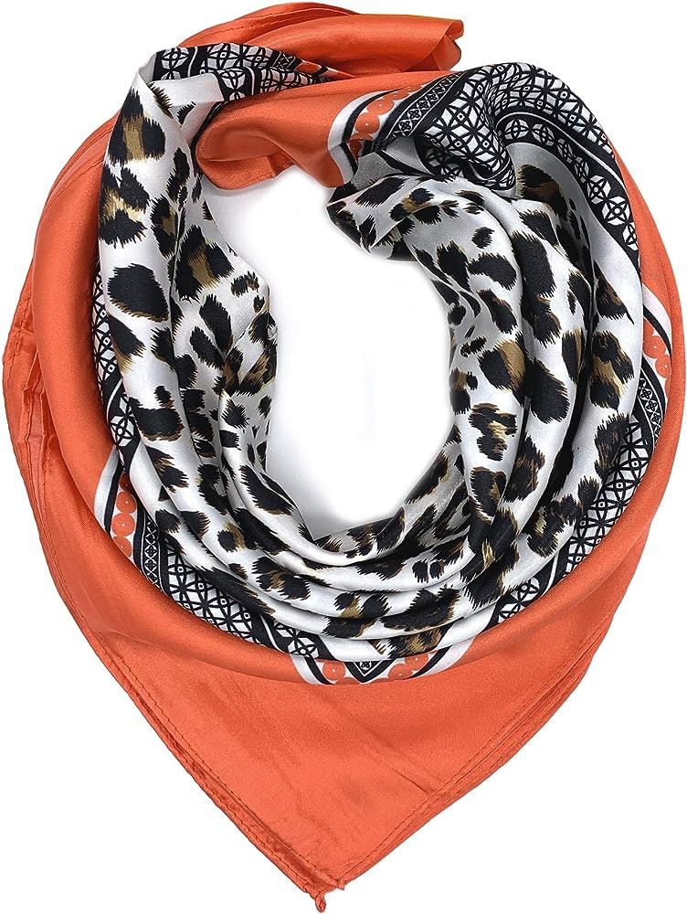 YOUR SMILE Silk Like Scarf Women's Fashion Pattern Large Square Satin Headscarf Headdress | Amazon (US)