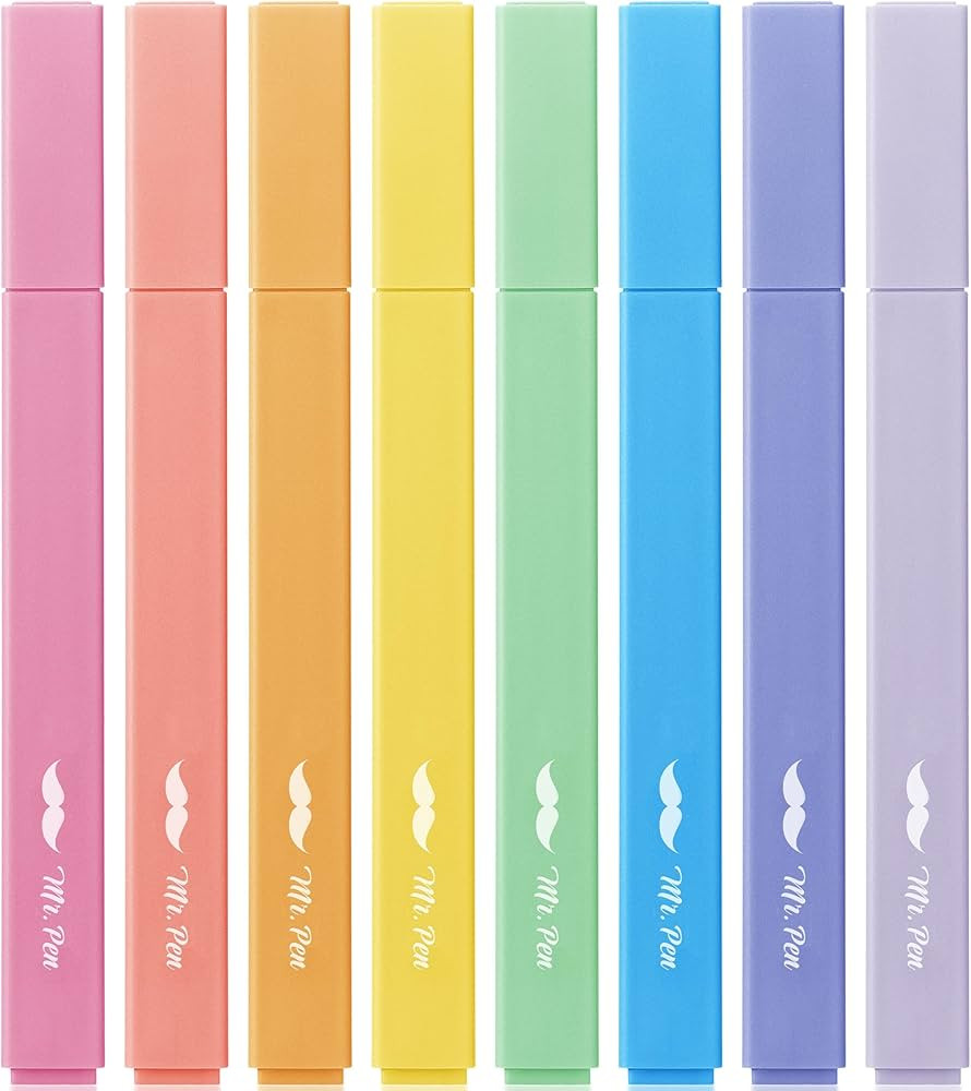 Mr. Pen- Aesthetic Highlighters, 8 pcs, Chisel Tip, Assorted Colors, Cute Highlighters Assorted C... | Amazon (US)