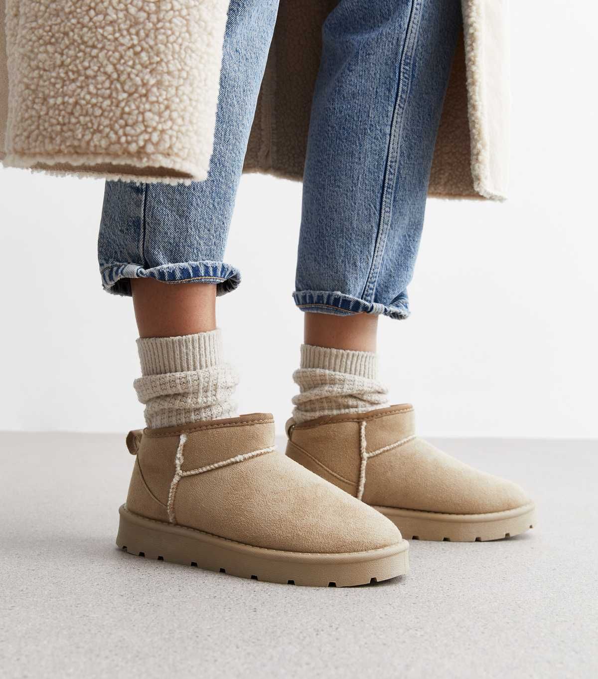 Truffle Light Brown Suedette Slipper Boots | New Look | New Look (UK)