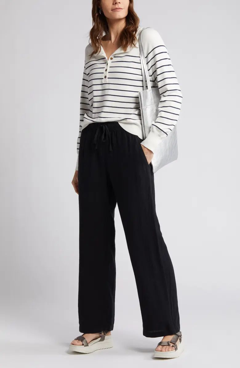 Drawstring Straight Leg Linen Pants | Nordstrom