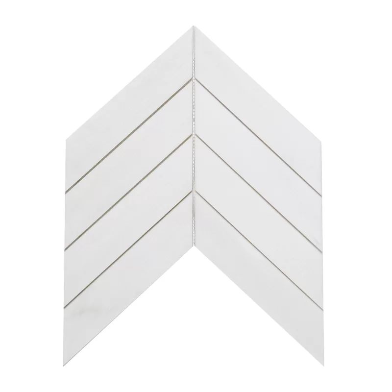 Soft Touch Chevron 2" x 8" Marble Mosaic Tile in White | Wayfair North America